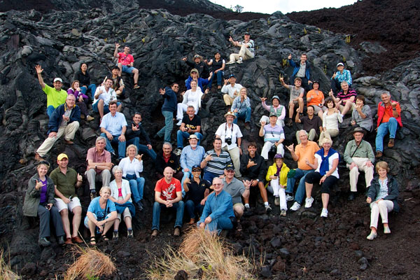 photo of group on lava flow