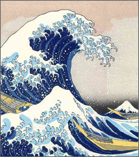 Cropped image of Hokusai's Great Wave.